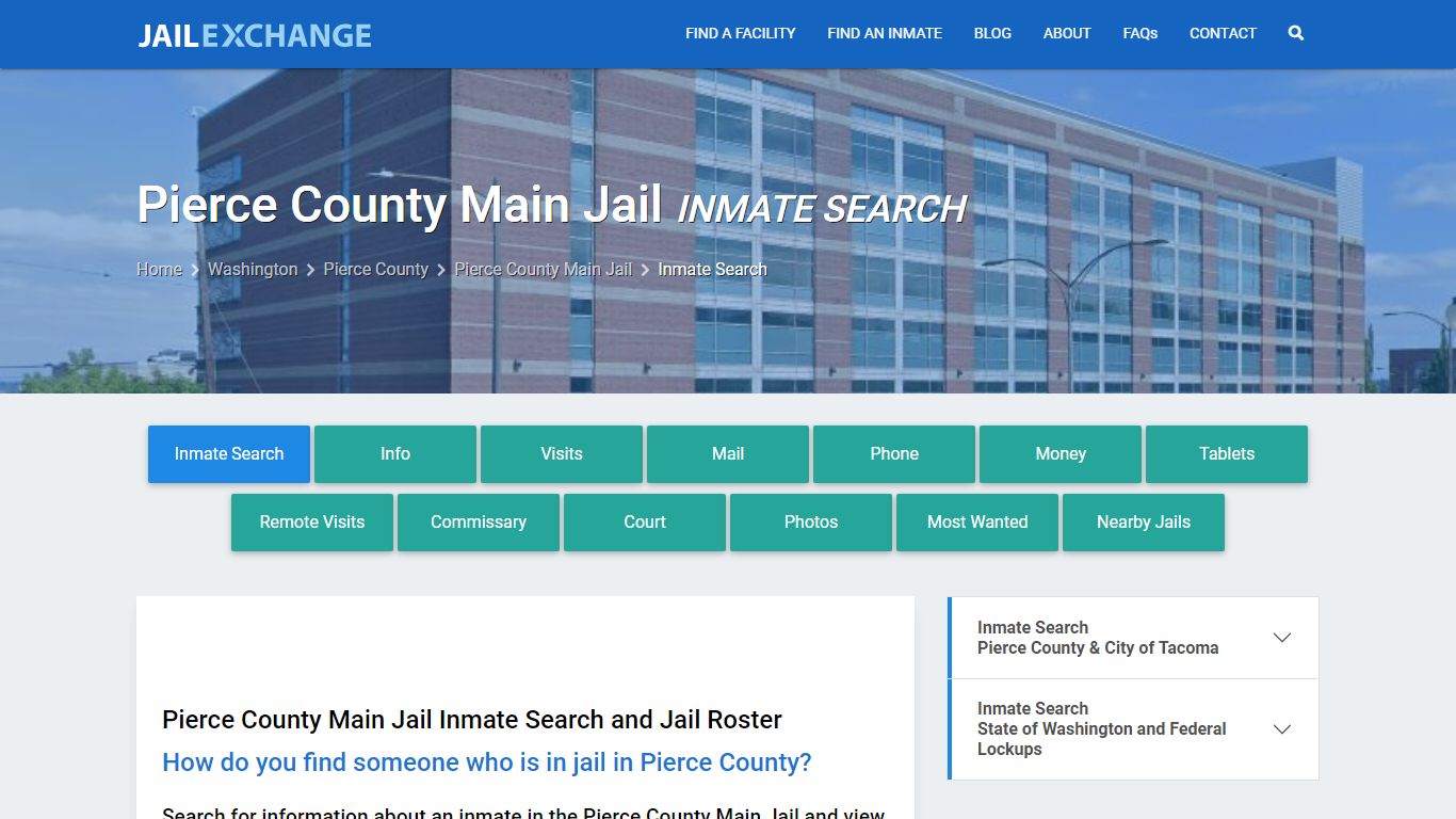 Inmate Search: Roster & Mugshots - Pierce County Main Jail, WA